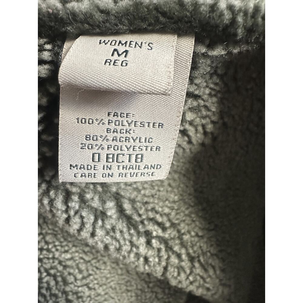 L.L. Bean Womens Medium Sherpa Fleece Lined Green Coat Jacket Button Front - Picture 10 of 14